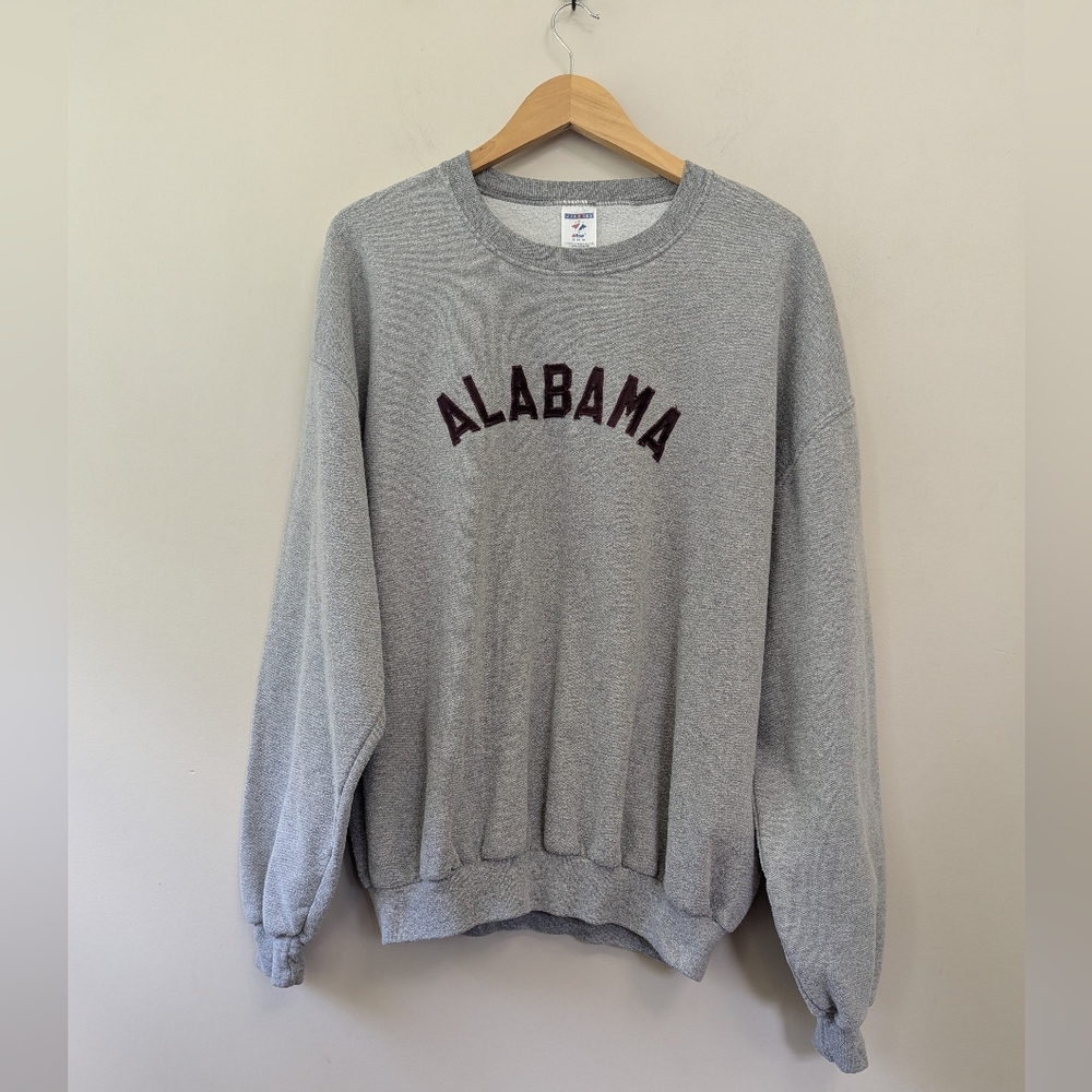 Vintage Alabama Crewneck Sweatshirt Grey Block Letter Classic‎